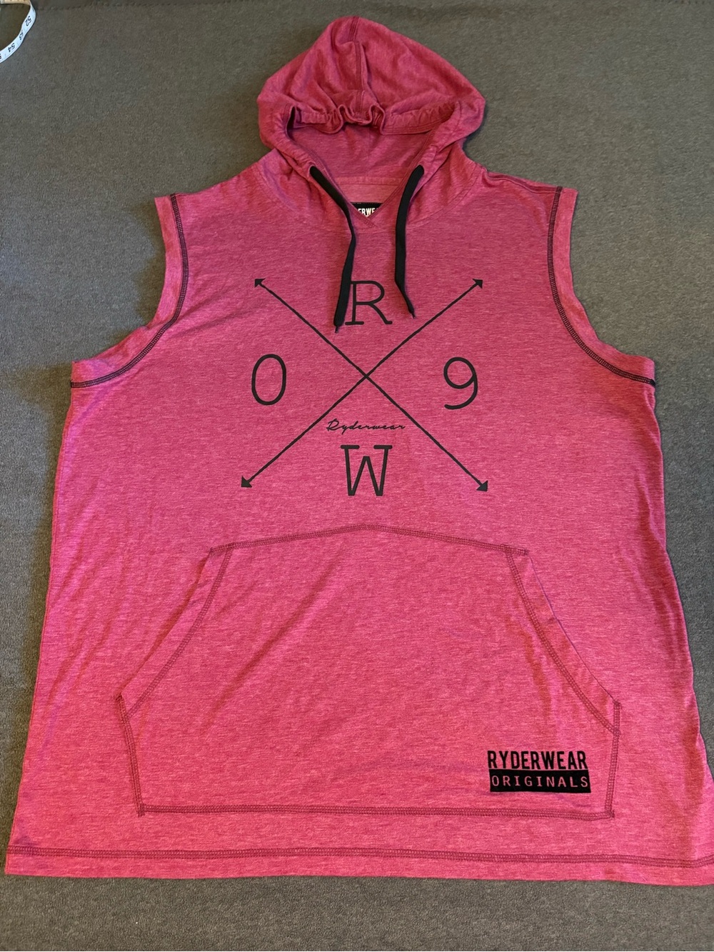 Ryderwear Sleeveless Pullover Hoodie Heather Pink with Black Accents Size 3XL